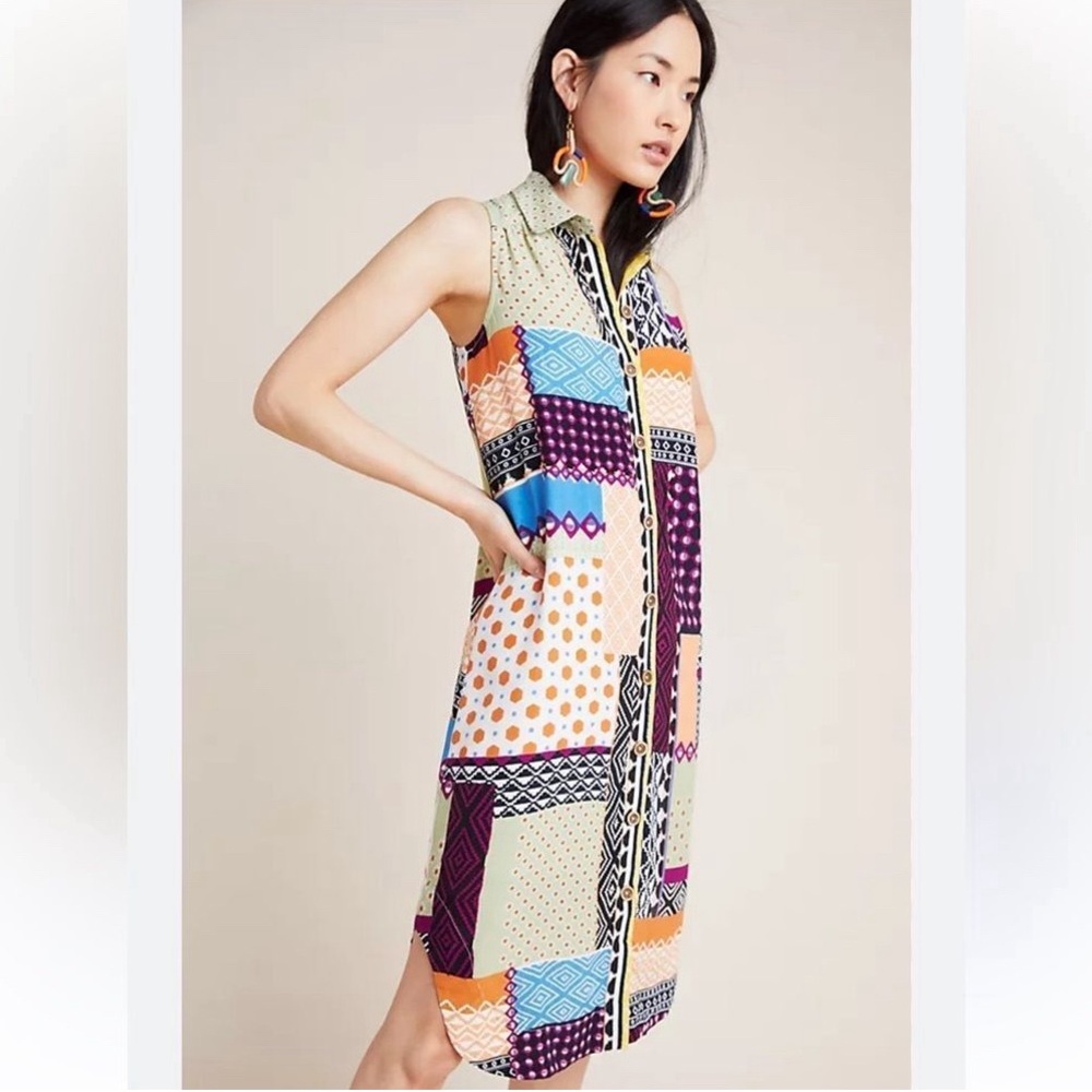 Anthropologie Patchwork Print Everyday Shirt Dress - image 3